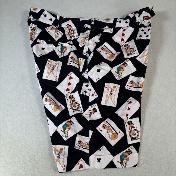 LOUDMOUTH Golf Shorts Girls Playing Cards Printed Black Size 38 gamble poker AOP - Picture 4 of 9